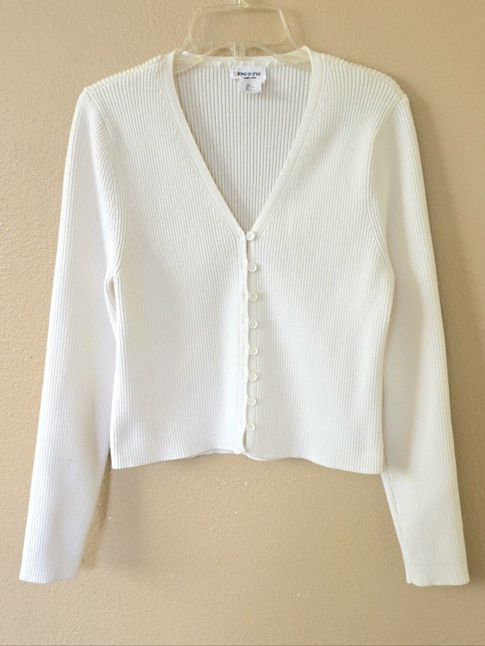 Song of Style By Aimee Song White Ribbed Cropped Cardigan - Size Large